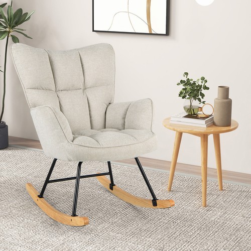 Linen upholstered rocking - linen,