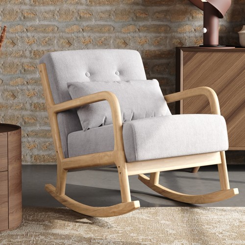 Grey linen rocking chair - grey,